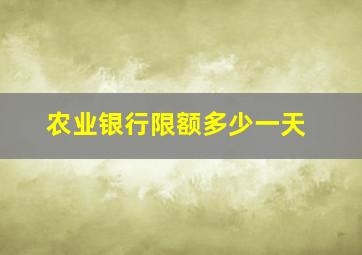 农业银行限额多少一天