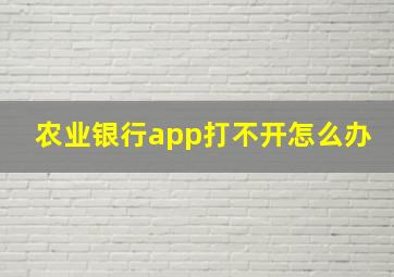 农业银行app打不开怎么办