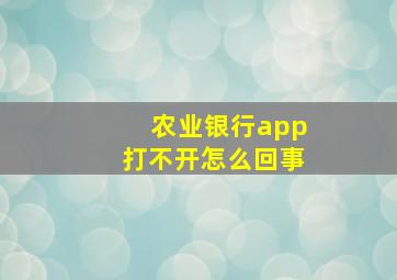 农业银行app打不开怎么回事