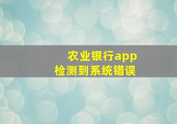 农业银行app检测到系统错误