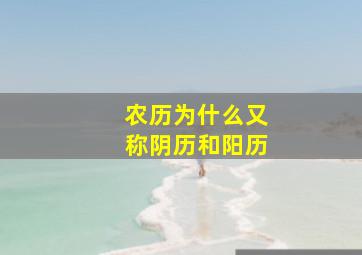 农历为什么又称阴历和阳历