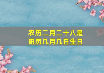 农历二月二十八是阳历几月几日生日