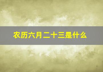 农历六月二十三是什么