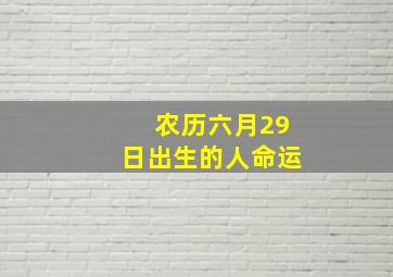 农历六月29日出生的人命运