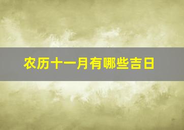 农历十一月有哪些吉日