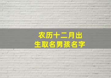 农历十二月出生取名男孩名字