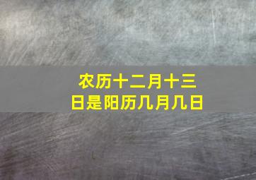 农历十二月十三日是阳历几月几日