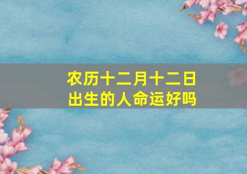 农历十二月十二日出生的人命运好吗