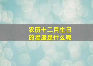 农历十二月生日的星座是什么呢