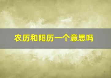 农历和阳历一个意思吗