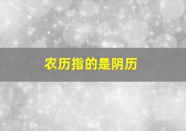 农历指的是阴历