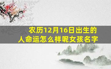 农历12月16日出生的人命运怎么样呢女孩名字