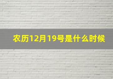 农历12月19号是什么时候