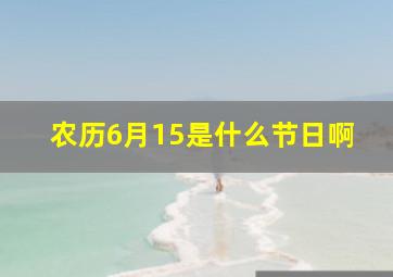 农历6月15是什么节日啊