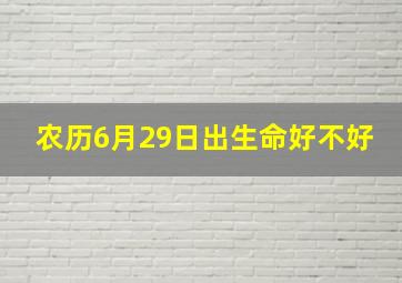 农历6月29日出生命好不好