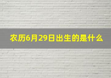 农历6月29日出生的是什么