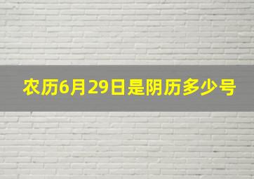 农历6月29日是阴历多少号