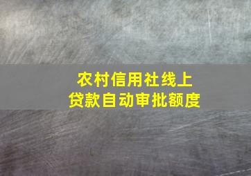 农村信用社线上贷款自动审批额度