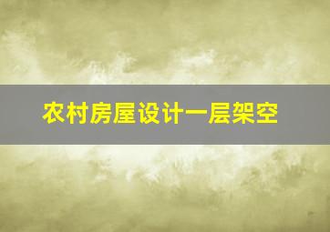 农村房屋设计一层架空