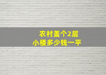 农村盖个2层小楼多少钱一平