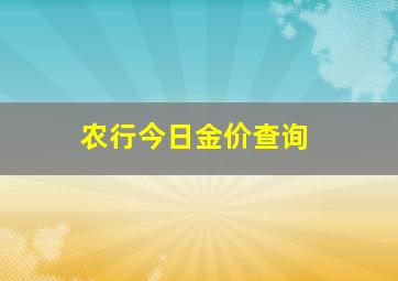 农行今日金价查询