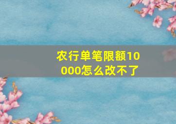 农行单笔限额10000怎么改不了