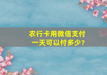 农行卡用微信支付一天可以付多少?