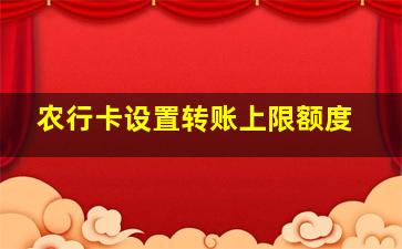 农行卡设置转账上限额度