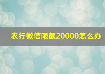 农行微信限额20000怎么办