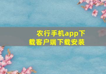 农行手机app下载客户端下载安装