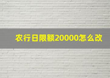 农行日限额20000怎么改