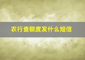 农行查额度发什么短信