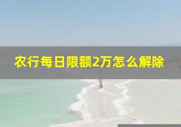 农行每日限额2万怎么解除