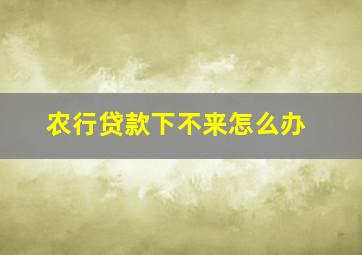 农行贷款下不来怎么办