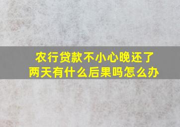 农行贷款不小心晚还了两天有什么后果吗怎么办