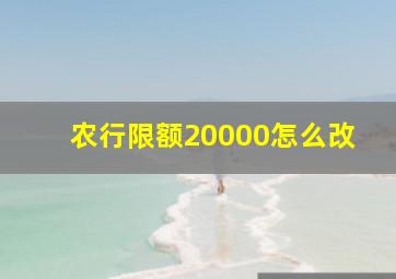 农行限额20000怎么改