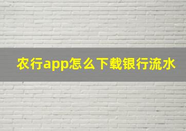 农行app怎么下载银行流水