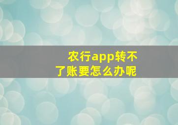 农行app转不了账要怎么办呢