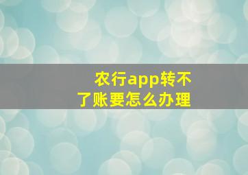 农行app转不了账要怎么办理