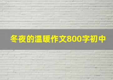 冬夜的温暖作文800字初中