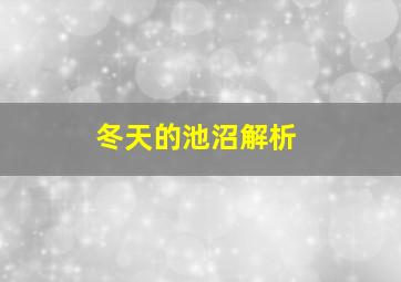 冬天的池沼解析