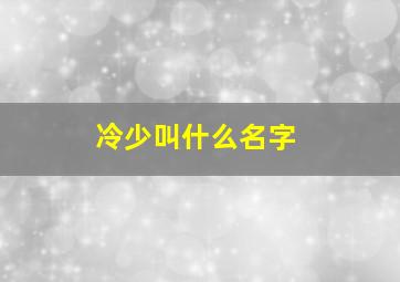 冷少叫什么名字