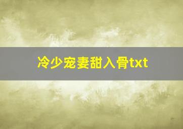 冷少宠妻甜入骨txt