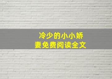 冷少的小小娇妻免费阅读全文