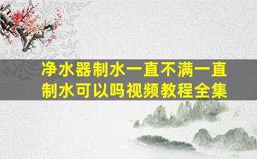 净水器制水一直不满一直制水可以吗视频教程全集