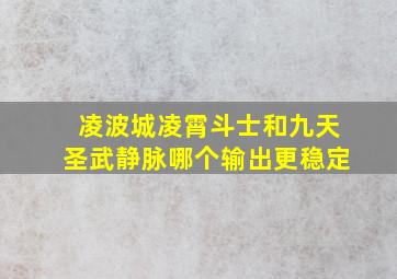 凌波城凌霄斗士和九天圣武静脉哪个输出更稳定