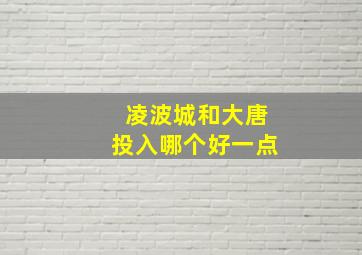 凌波城和大唐投入哪个好一点