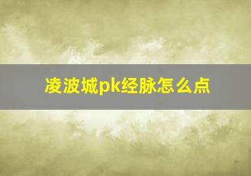 凌波城pk经脉怎么点