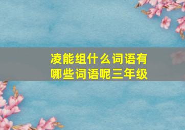 凌能组什么词语有哪些词语呢三年级