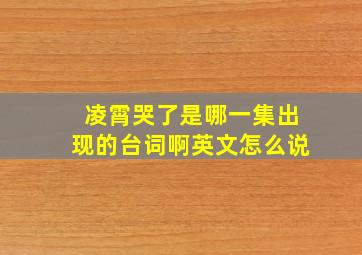 凌霄哭了是哪一集出现的台词啊英文怎么说